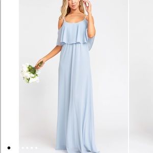 *HP* Show Me Your Mumu- Caitlin ruffle maxi dress in steel blue chiffon. Size S